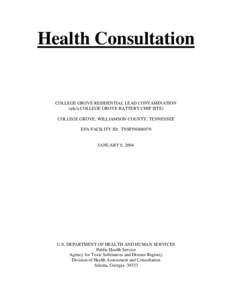 Chemistry / Endocrine disruptors / Agency for Toxic Substances and Disease Registry / Environment of the United States / United States Public Health Service / Soil contamination / Lead / Toxicity / Environmental health / Toxicology / Health / Medicine