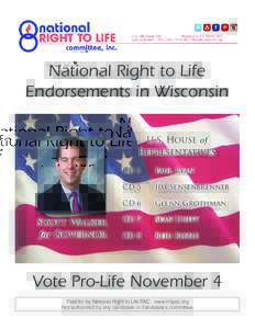 National Right to Life Endorsements in Wisconsin U.S. House of Representatives  Scott Walker