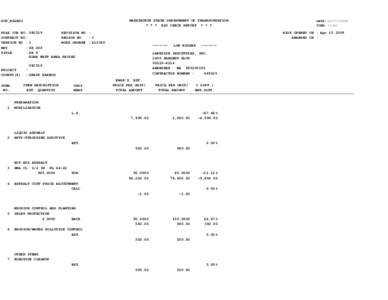 WASHINGTON STATE DEPARTMENT OF TRANSPORTATION * * * BID CHECK REPORT * * * DOT_RGGB01 PS&E JOB NO CONTRACT NO