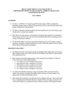 Microsoft Word - REGULATORY IMPACT ANALYSIS Fact Sheet lead prop[removed]doc