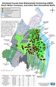 Rockland County Sub-Watersheds Containing UWNY, Small Water Company, and other Non-Household Wells ! P P !