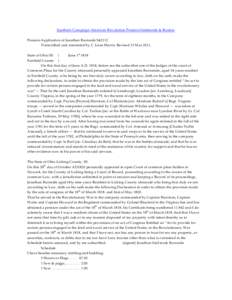 Southern Campaign American Revolution Pension Statements & Rosters Pension Application of Jonathan Burnside S42112 Transcribed and annotated by C. Leon Harris. Revised 15 Mar[removed]State of Ohio SS } June 1 st 1818 Fairf