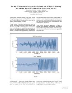 Some Observations on the Sound of a Guitar String Ac t u a t e d w i t h t h e J e l l i f i s h P l e c t r u m E f f e c t Andrew Morrison and Thomas D. Rossing1 Northern Illinois University, DeKalb, Illinois, USA morr