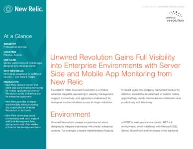 CASE STUDY: UNWIRED REVOLUTION  At a Glance INDUSTRY Professional services LOCATION