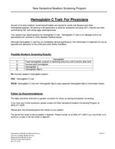 Health / Fetal hemoglobin / Hemoglobin / Thalassemia / Newborn screening / Alpha-thalassemia / Hemoglobin E / Hemoglobin Lepore syndrome / Hemoglobins / Hematology / Medicine