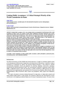 Gaining Public Acceptance: A Critical Strategic Priority of the World Commission on Dams