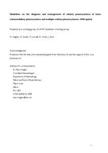 Guidelines on the diagnosis and management of solitary plasmacytoma of bone and  extramedullary  plasmacytoma: 2007 update