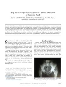Osteoblastoma / Osteoid osteoma / Osteoma / Hip arthroscopy / Arthroscopy / Nidus / Bone tumor / Metaphysis / Curettage / Medicine / Orthopedic surgery / Anatomical pathology