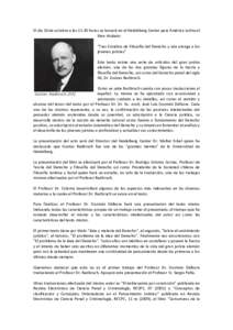 El día 16 de octubre a lashoras se lanzará en el Heidelberg Center para América Latina el libro titulado: “Tres Estudios de Filosofía del Derecho y una arenga a los jóvenes juristas” Este texto reúne una