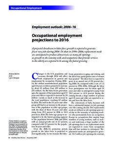 Occupational employment projections to 2016