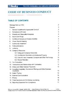 CODE OF BUSINESS CONDUCT  TABLE OF CONTENTS Message from our CEO  2