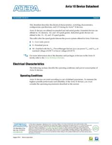 Arria 10 Device Datasheet August 2014 A10-DATASHEET[removed]A10-DATASHEET[removed]Datasheet