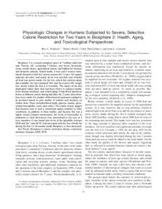 52 (Supplement), 61– Copyright © 1999 by the Society of Toxicology TOXICOLOGICAL SCIENCES  Physiologic Changes in Humans Subjected to Severe, Selective