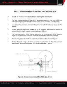 MCS1 TS SECONDARY CLEANER FITTING INSTRUCTION  • Isolate all involved conveyors before starting the installation