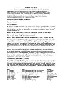 NORFOLK COUNTY A.S.A. Minutes of Competitions Sub-Committee – Tuesday 23 July 2013 – Hewett School PRESENT Mrs S Lelean (President/Diss Otters), K Belton (Treasurer), A Smith (Assistant Secretary), G Jarvis (Competit