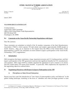 STEEL MANUFACTURERS ASSOCIATION Suite[removed]Connecticut Avenue, N.W., Washington, D.C[removed]Fax: ([removed]Thomas A. Danjczek President