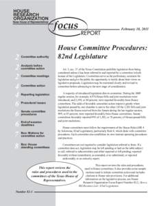House Committee Procedures: 82nd Legislature