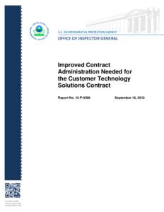 Improved Contract Administration Needed for the Customer Technology Solutions Contract