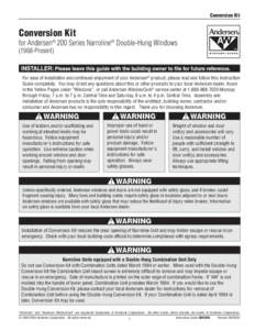 Accessory Guide - Windows - Conversion Kit for Update to Tilt-Wash[removed]present[removed]Series - Narroline® Hung[removed]