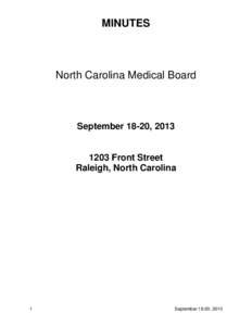 MINUTES  North Carolina Medical Board September 18-20, 2013