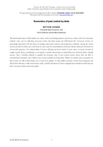 Johnson, M[removed]BOU Proceedings – Ecosystem services: do we need birds?  http://www.bou.org.uk/bouproc-net/ecosystem-services/johnson.pdf This paper forms part of the proceedings from the BOU conference Ecosystem ser