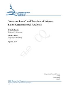 â€œAmazon Lawsâ€• and Taxation of Internet Sales: Constitutional Analysis