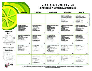 Virginia Blue Devils  Innovative Nutrition Marketplace Monday  Tuesday