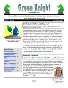 newsletter News of Environmental and Resource Management Issues and Events   from throughout New Jersey  Volume 1, Issue 3    