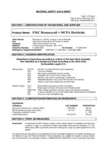 MATERIAL SAFETY DATA SHEET Page 1 of Total 6 Date of Issue: December 2012 MSDS No. FMC/BROMCPA/1  SECTION 1