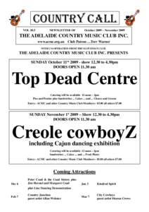 COUNTRY CALL VOL 20.5 NEWSLETTER OF  October 2009 – November 2009