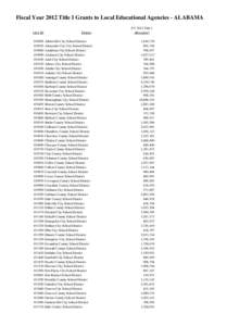 Fiscal Year 2012 Title I Grants to Local Educational Agencies - ALABAMA LEA ID District[removed]