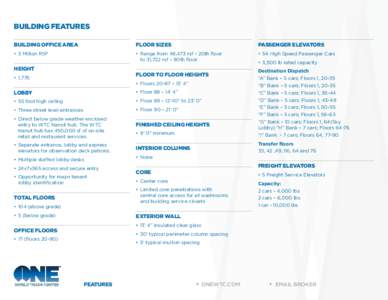 Building Features Building Office Area Floor Sizes  Passenger Elevators