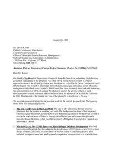 Attention: Federal Consistency Energy Review Comments (Docket No[removed]01)