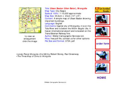 to view an enlargement click the image Title: Ulaan Baatar (Ulan Bator), Mongolia Map Type: City Scape