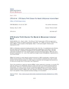 Home News and Events Press Releases May 8, 2000