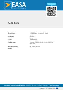 EASA.A.024  Description: A.024 Blanik Limited L13 Blanik