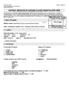 NFS Form[removed]United States Department of the Interior National Park Service