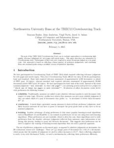 Northeastern University Runs at the TREC13 Crowdsourcing Track Maryam Bashir, Jesse Anderton, Virgil Pavlu, Javed A. Aslam College of Computer and Information Science Northeastern University, Boston, USA {maryam,jesse,vi