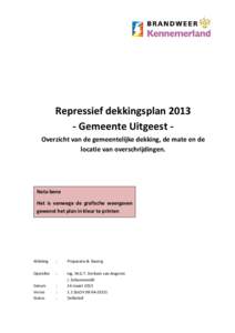 Repressief dekkingsplanGemeente Uitgeest Overzicht van de gemeentelijke dekking, de mate en de locatie van overschrijdingen. Nota bene Het is vanwege de grafische weergaven