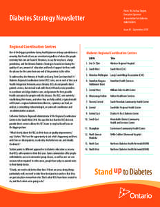 From: Dr. Joshua Tepper, Executive Sponsor A newsletter for diabetes stakeholders  Diabetes Strategy Newsletter