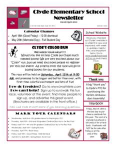 Clyde Elementary School Newsletter March/AprilOld Clyde Road, Clyde, NC 28721  