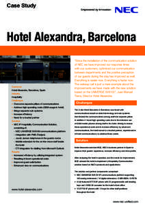 Case Study  Hotel Alexandra, Barcelona Customer Hotel Alexandra, Barcelona, Spain