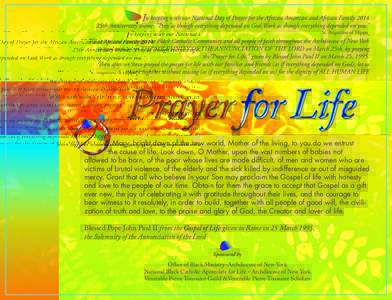 In keeping with our National Day of Prayer for the African American and African Family25th Anniversary theme: 