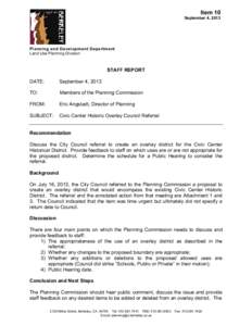Item 10 September 4, 2013 Planning and Development Department Land Use Planning Division