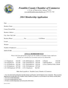 Franklin County Chamber of Commerce P. O. Box 44 • Russellville, Alabama[removed]removed] • [removed] Membership Application Date: _____________________________________________________