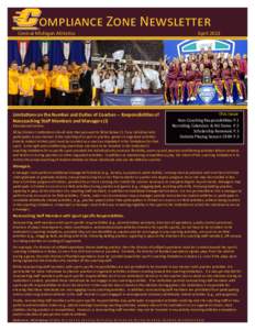 ompliance Zone Newsletter Central Michigan Athletics Limitations on the Number and Duties of Coaches -- Responsibilities of Noncoaching Staff Members and Managers (I) Educational Column: