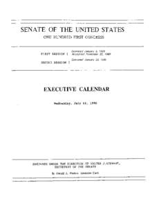 SENATE OF THE UNITED STATES ONE HUNDRED FIRST CONGRESS FIRST SESSION {  Convened January 3, 1989