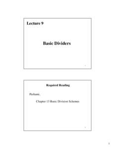 Lecture 9  Basic Dividers 1