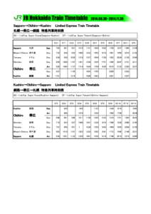 JR Hokkaido Train Timetable[removed]~[removed]Sapporo→Obihiro→Kushiro　　Limited Express Train Timetable 札幌→帯広→釧路 特急列車時刻表