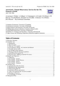 AstroGrid : VO service for the UK  Proposal to PPARC July 13th 2006 AstroGrid : Virtual Observatory Service for the UK Proposal to PPARC
